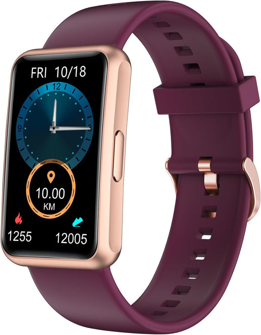 HUAKUA Fitness Tracker - Standalone Fitness Watch for Men and Women, IP68 Waterproof, Full Touch Screen, Step and Calorie Counter, Sleep Tracker, and Alarm Clocks (Purple)